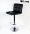 Designer Barstool  black GENUINE LEATHER height adjustable with padded backrest  - "Theo"