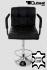 Designer Barstool  black GENUINE LEATHER height adjustable with padded backrest and removable armrest - "Theo"