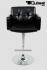 Designer Barstool black height adjustable upholstered backrest and armrest - "Leonardo"