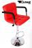 Designer Barstool red height adjustable with padded backrest and removable armrest - "Theo"