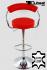 Designer Barstool red REAL LEATHER height adjustable -