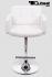 Designer Barstool white height adjustable upholstered backrest and armrest - "Leonardo"