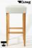 Edler Holzbarhocker Barhocker Holz wei Holzgestell Natur Bodengleiter verstellbar ECHT LEDER "Ben"