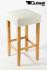 Edler Holzbarhocker Barhocker Holz wei Holzgestell Natur Bodengleiter verstellbar ECHT LEDER "Ben"