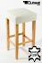 Edler Holzbarhocker Barhocker Holz wei Holzgestell Natur ECHT LEDER "Ben"