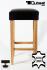 Edler Holzbarhocker braun Barhocker Holz Holzgestell Natur Bodengleiter verstellbar ECHT LEDER "Ben"