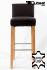 Edler Holzbarhocker braun Holzgestell B-WARE Natur mit Lehne ECHT LEDER "Chris"