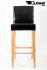 Edler Holzbarhocker braun Holzgestell Holzhocker Natur mit Lehne "Michael"