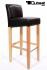 Edler Holzbarhocker braun Holzgestell Natur mit Lehne und verstellbaren Bodengleitern "Chris"