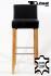 Edler Holzbarhocker schwarz Holzgestell B-WARE Natur Barhocker Holz mit Lehne ECHT LEDER "Chris"