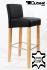 Edler Holzbarhocker schwarz Holzgestell B-WARE Natur Barhocker Holz mit Lehne ECHT LEDER "Chris"