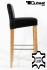 Edler Holzbarhocker schwarz Holzgestell B-WARE Natur Barhocker Holz mit Lehne ECHT LEDER "Chris"