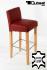 Edler Holzbarhocker weinrot Holzgestell B-WARE Natur mit Lehne ECHT LEDER "Chris"