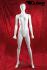 Female mannequin in white shining with modern shaped face