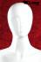 Female mannequin in white shining with modern shaped face