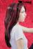 Long wig with black hair and pink highlights