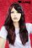 Long wig with black hair and pink highlights