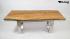 Massivholztisch Couchtisch Beistelltisch 132 cm Echtholz Baumkante gelt Made in Germany Unikat