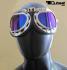 Motorcycle Goggles Classic, Chrome - Tinted Lenses Rainbow