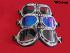 Motorcycle Goggles Classic, Chrome - Tinted Lenses Rainbow
