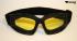 Motorradbrille Brille Oldtimer Biker Chopper schwarz mit gelb getnten Glsern