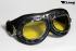 Motorradbrille chrom, Pilotenbrille im Nostalgie Look -  Glas gelb yellow