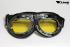 Motorradbrille chrom, Pilotenbrille im Nostalgie Look -  Glas gelb yellow