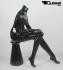 Sitting, female mannequin, black shining, headless