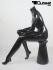 Sitting, female mannequin, black shining, headless