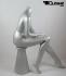 Sitting, female mannequin, silver, headless