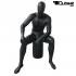 Sitzende Schaufensterpuppe mnnlich in schwarz matt gesichtslos B-Ware