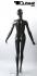 Upward-looking, female mannequin in gloss grey