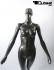 Upward-looking, female mannequin in gloss grey