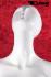 Upward-looking, female mannequin in gloss white