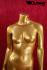 Weibliche Schaufensterpuppe gold kopflos