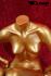 Weibliche Schaufensterpuppe gold sitzend kopflos