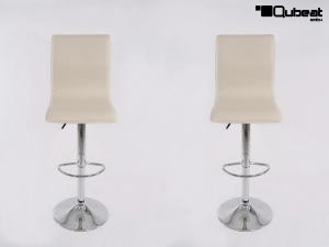 2 x Barstool creme height adjustable with backrest swivel seat top - "Steffen"