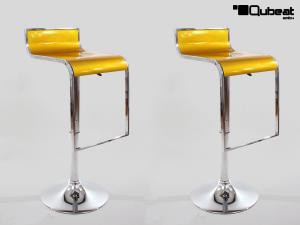 2 x Barstool gold height adjustable by gas lift action - "Vanessa"