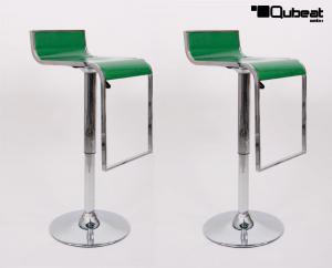 2 x Barstool green height adjustable by gas lift action -