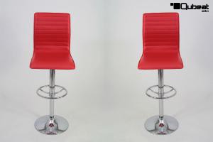 2 x Barstool red height adjustable with padded and stitched backrest - "Ron"