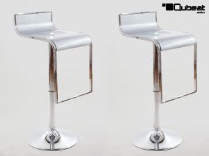 2 x Barstool silver height adjustable by gas lift action &#8211; "Vanessa"