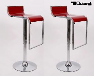 2 x Barstool wine-red height adjustable by gas lift action -