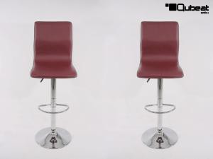 2 x Barstool winered height adjustable with backrest swivel seat top - "Steffen"
