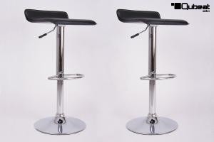 2 x Design Barstool black, height adjustable, seat rotates 360 - "Sunny"