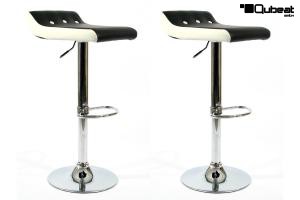 2 x Design Barstool black white, height adjustable, seat rotates 360� - "Sunny Soft"