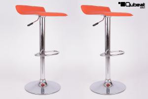 2 x Design Barstool orange, height adjustable, seat rotates 360 - "Sunny"