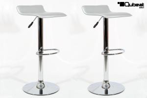 2 x Design Barstool silver, height adjustable, seat rotates 360� - "Sunny"