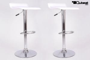 2 x Design Barstool white, height adjustable, seat rotates 360 - "Sunny"