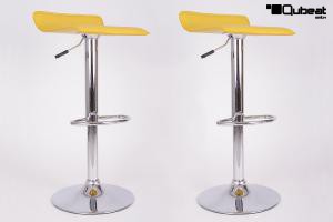 2 x Design Barstool yellow, height adjustable, seat rotates 360 - "Sunny"