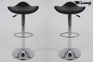 2 x Designer Barstool black height adjustable, ergonomically shaped seat - "Simon"